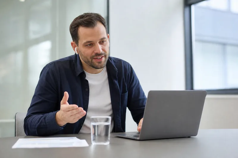 Recruiter on a video call answering candidate questions